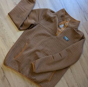 L.L. Bean Quilted Pullover in Brown with Tan Accents